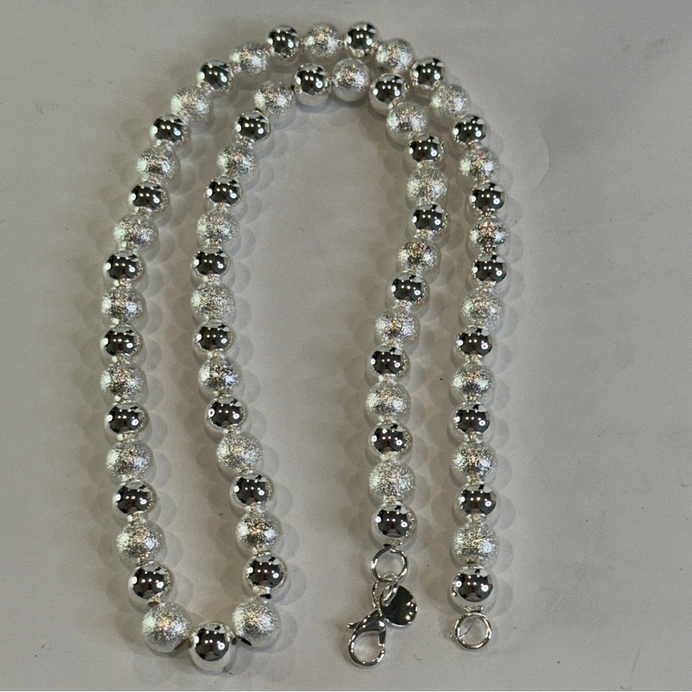 🆕 925 Sterling Silver Necklace Beads Balls 20 Inches 8MM Lobster Clasp 🆕 - Picture 9 of 10